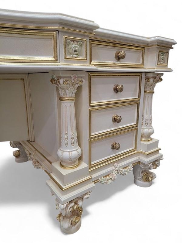 Vintage Venetian Antique Rococo Style Executive Desk - 5
