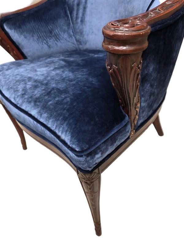 Vintage Regency Revival Style Wingback Chairs by Grosfeld House Newly Reupholstered – Pair - 7