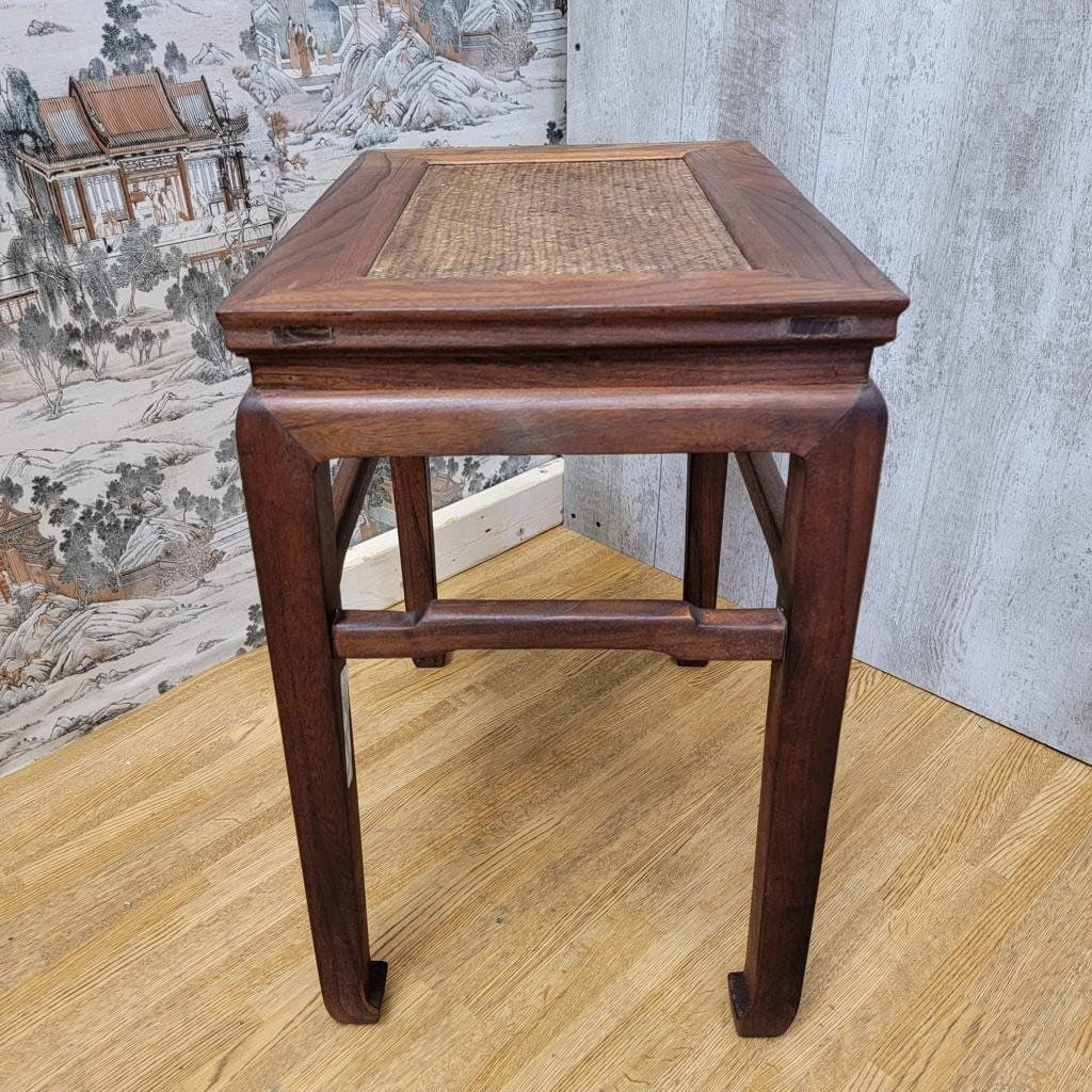 Vintage Shanxi Province Elmwood Wicker Rattan End/Side Tables - Set of 3 - 6