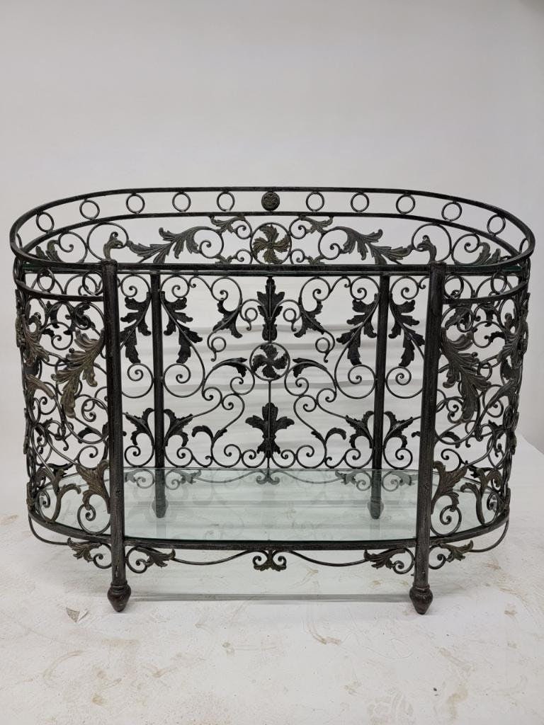 Vintage Maitland Smith Wrought Iron Oval Console Table - 6