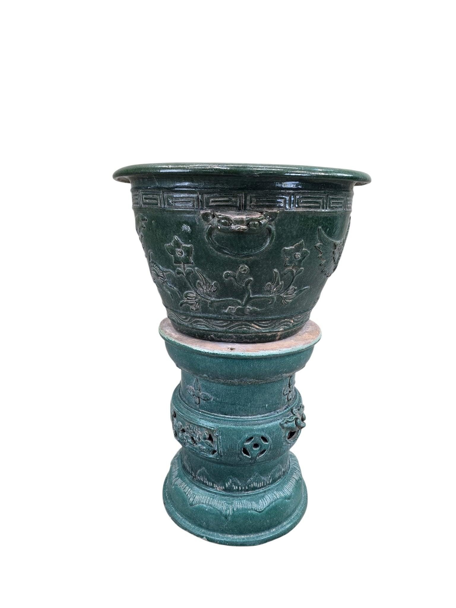 Antique Green Glazed Planter Pot Vase from Guangdong Province - 2