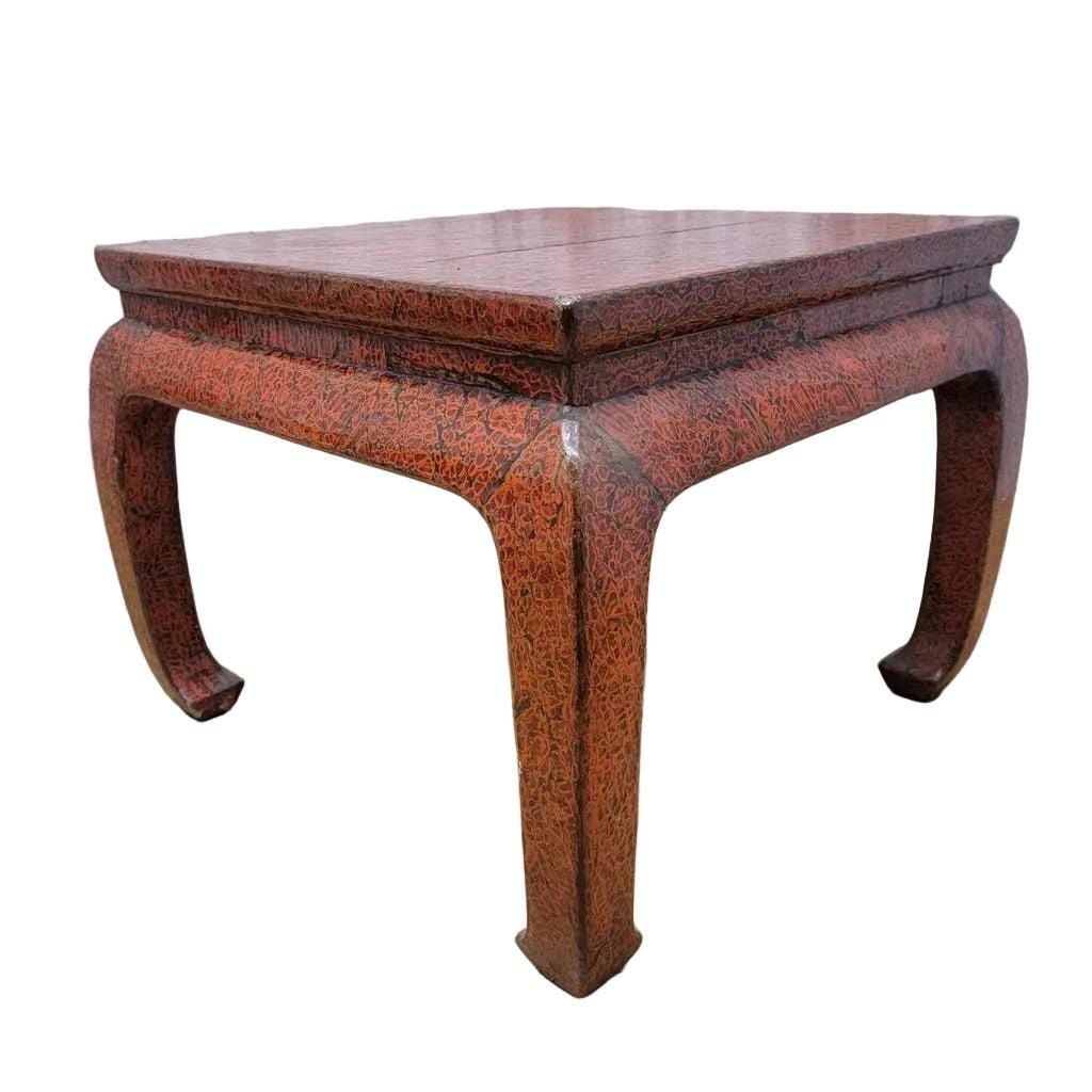 Antique Shanxi Province Red Lacquer Elm Side Tables - Pair - 2