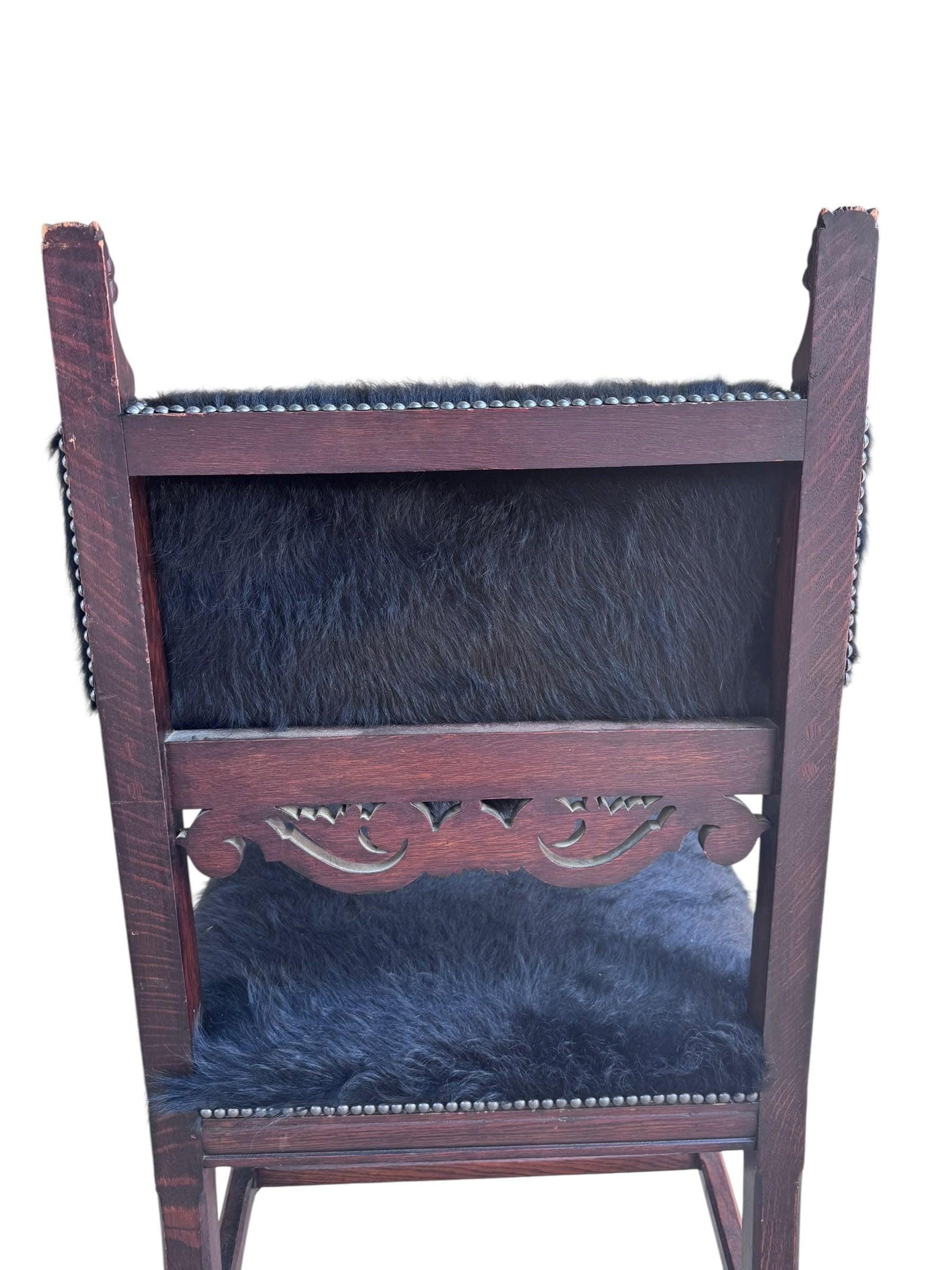 Antique French Carved Hall Chair With Lion Head Arms - 7