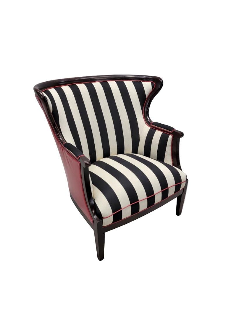 Vintage Regency Style Baker Furniture Wingback Lounge Chair Newly Upholstered - 2