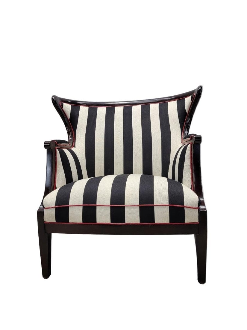 Vintage Regency Style Baker Furniture Wingback Lounge Chair Newly Upholstered - 3