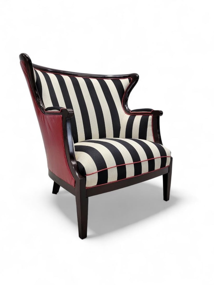 Vintage Regency Style Baker Furniture Wingback Lounge Chair Newly Upholstered - 6