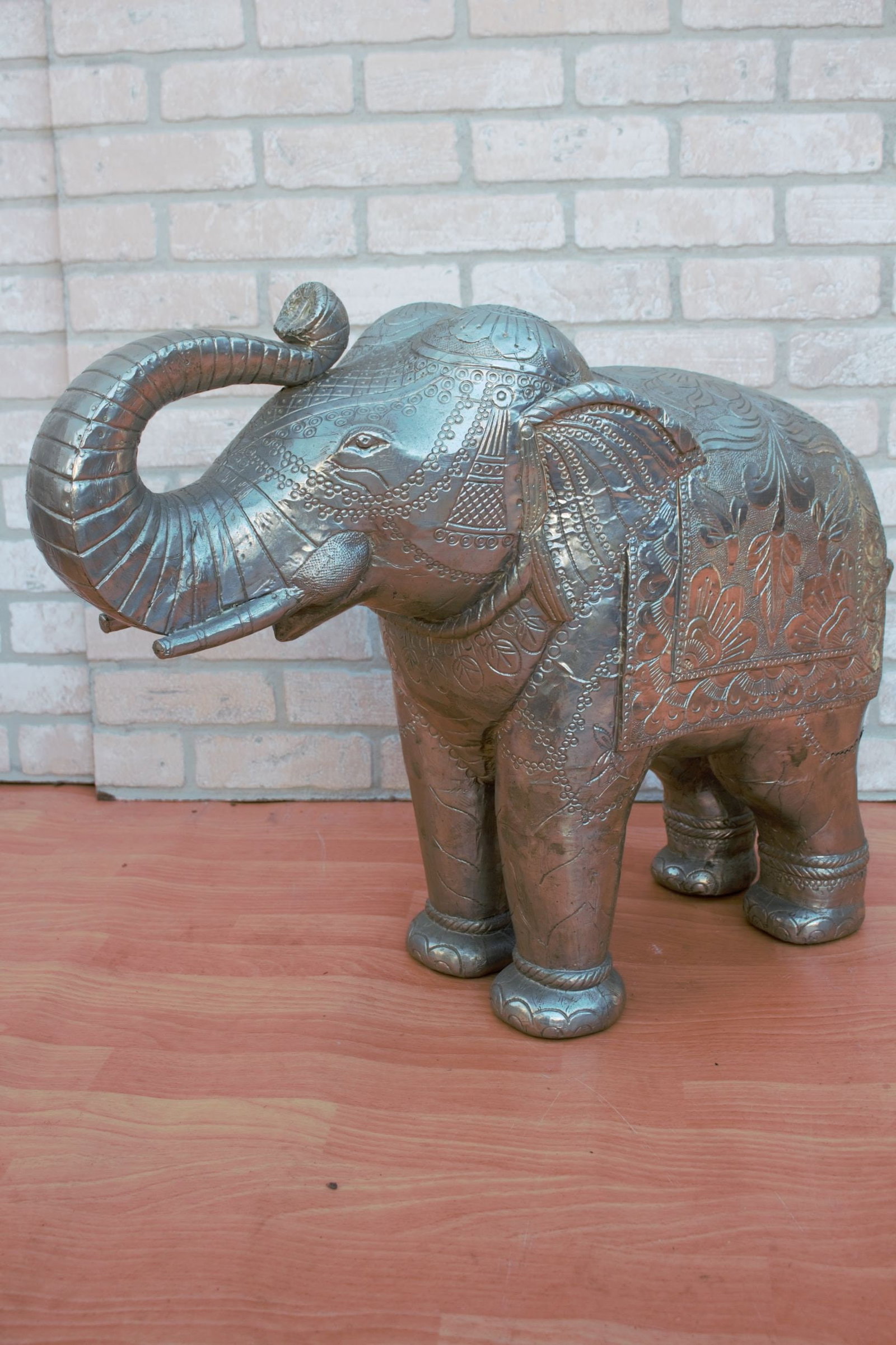 Vintage Moroccan Hammered Elephant Statue - 4