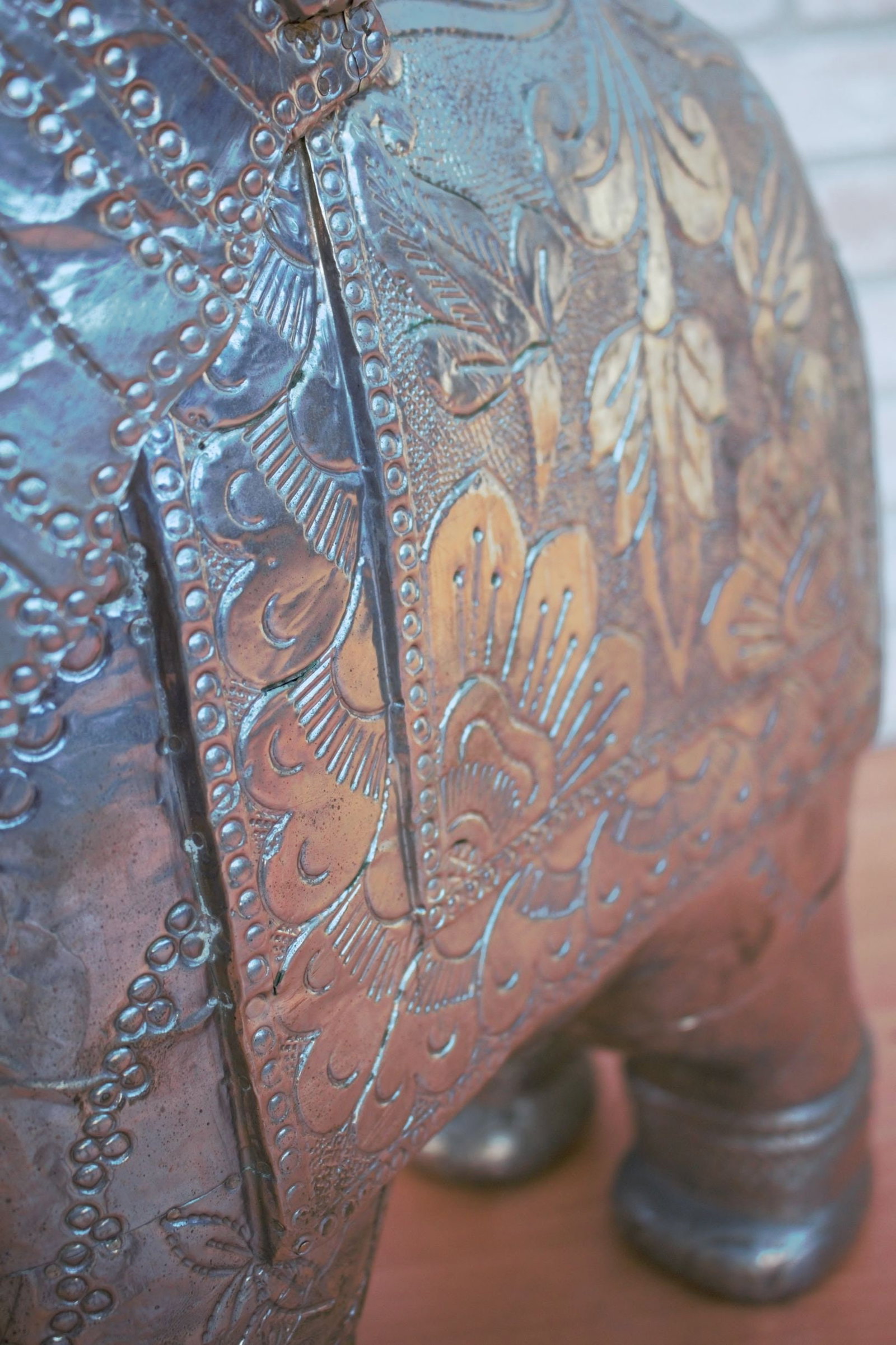 Vintage Moroccan Hammered Elephant Statue - 6
