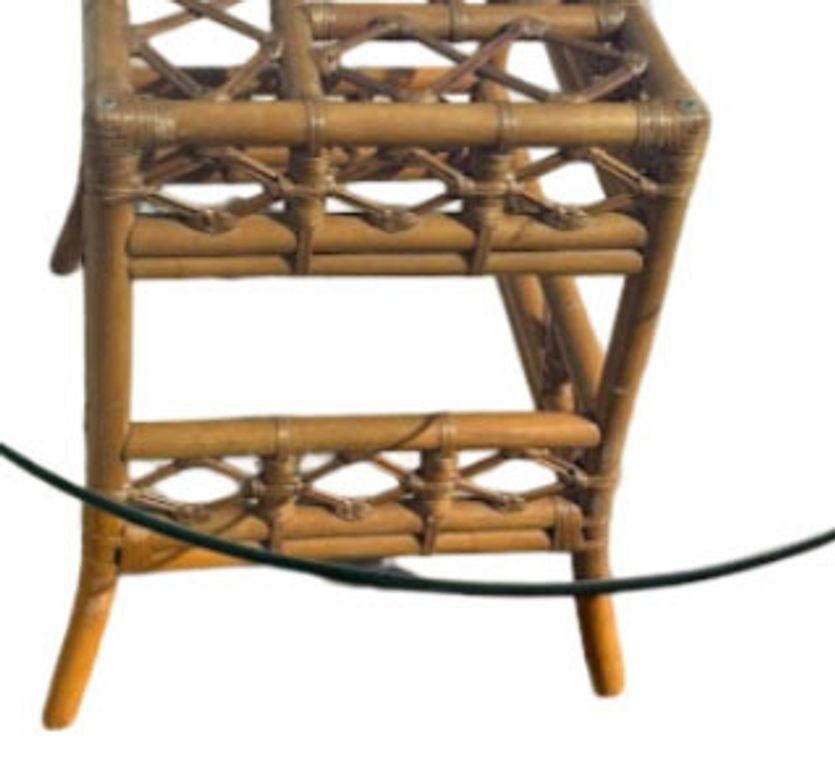 Restored Mid-century Rattan Dining Table & Chairs w/ Leopard Print Cushions - 15