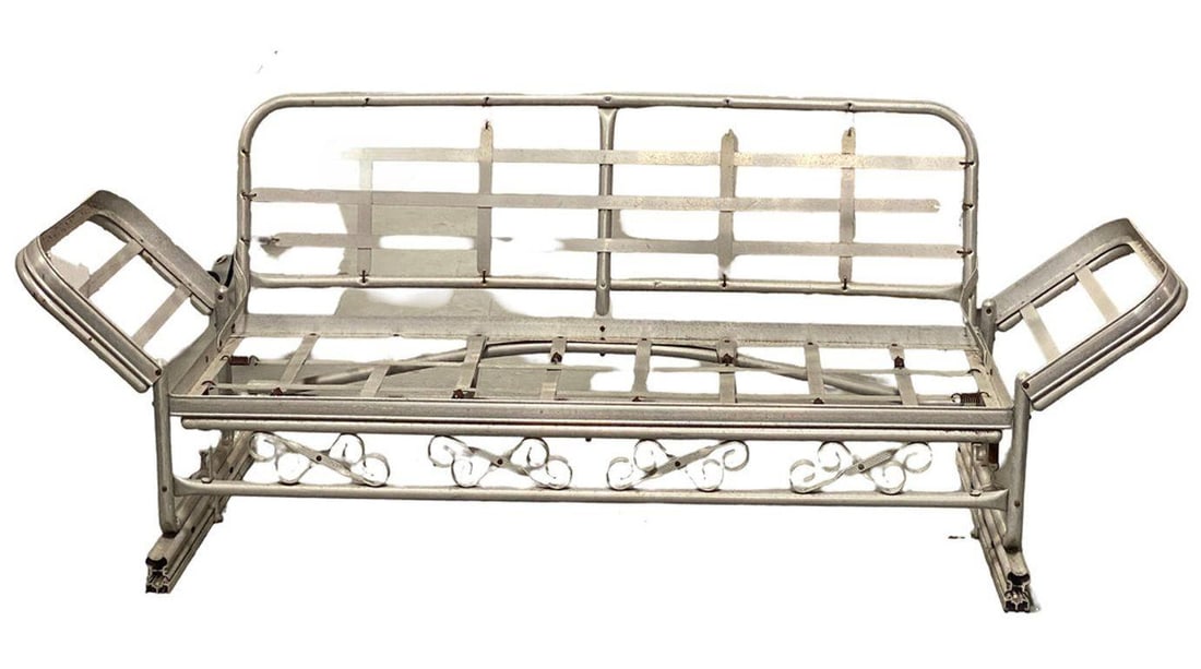 Mid-century Aluminum Patio/Outdoor Sofa Lounge/Daybed w/ Scrolling Base - 8