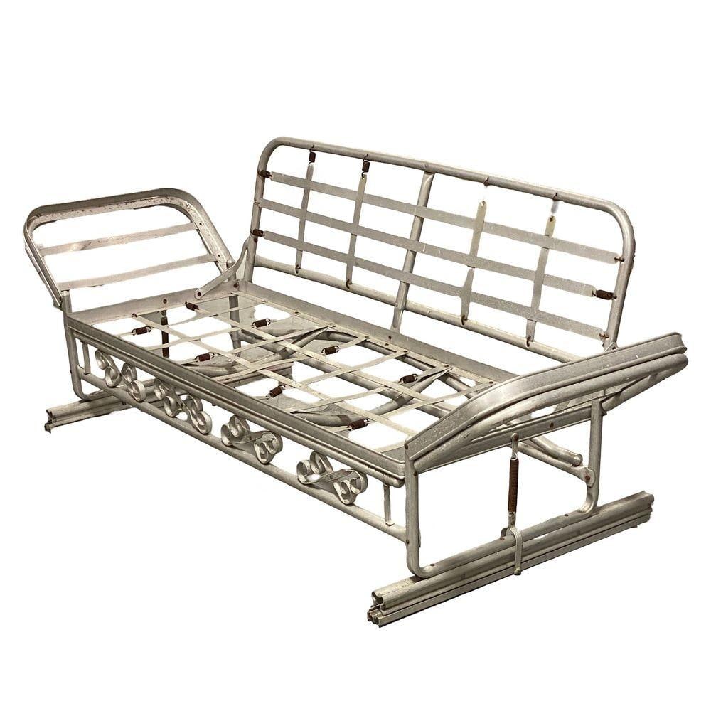 Mid-century Aluminum Patio/Outdoor Sofa Lounge/Daybed w/ Scrolling Base - 9