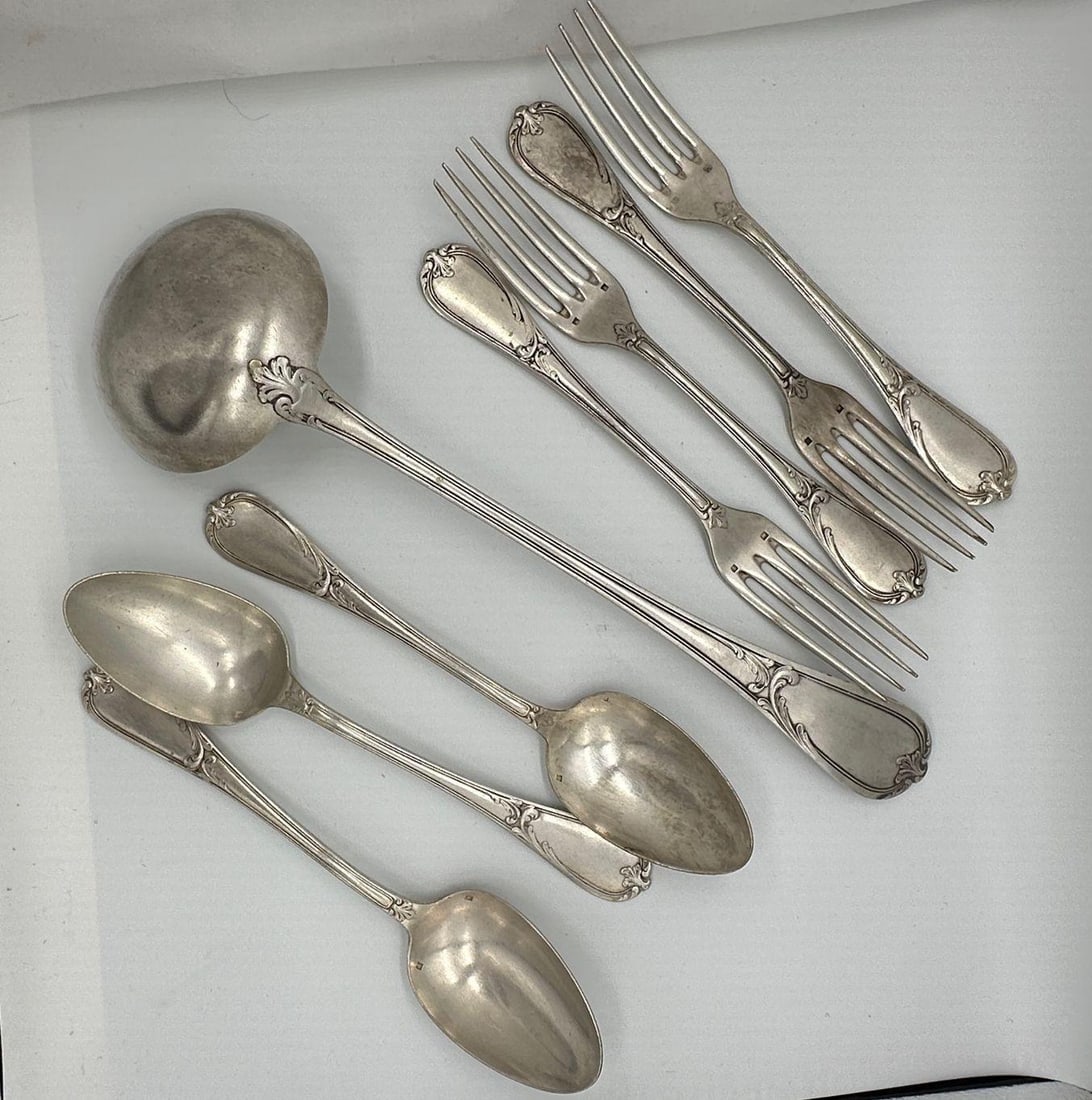 19th Century French L'Alf?nide Christofle/Charles Halphen Flatware with Ladle - 5