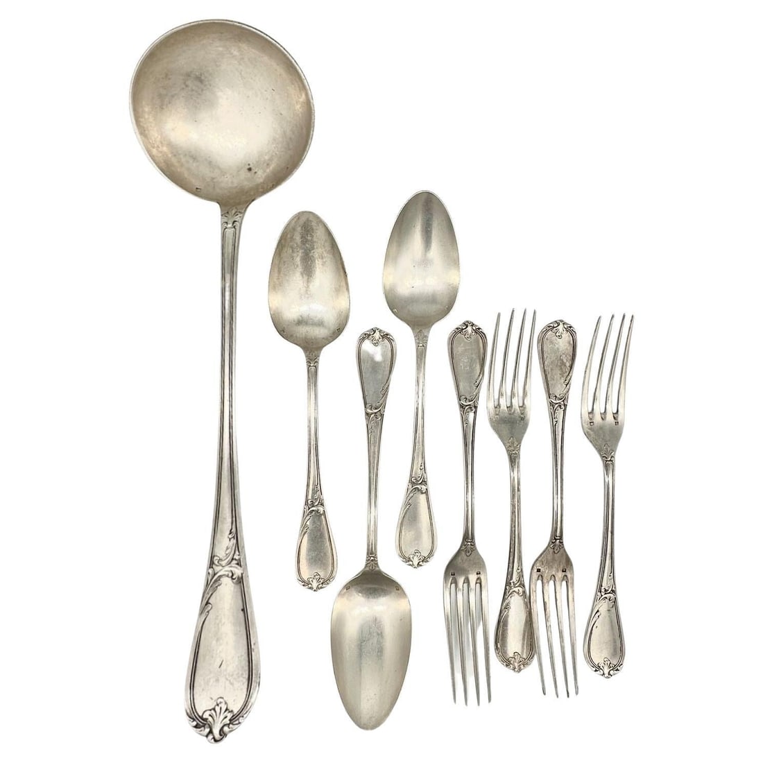 19th Century French L'Alf?nide Christofle/Charles Halphen Flatware with Ladle - 7