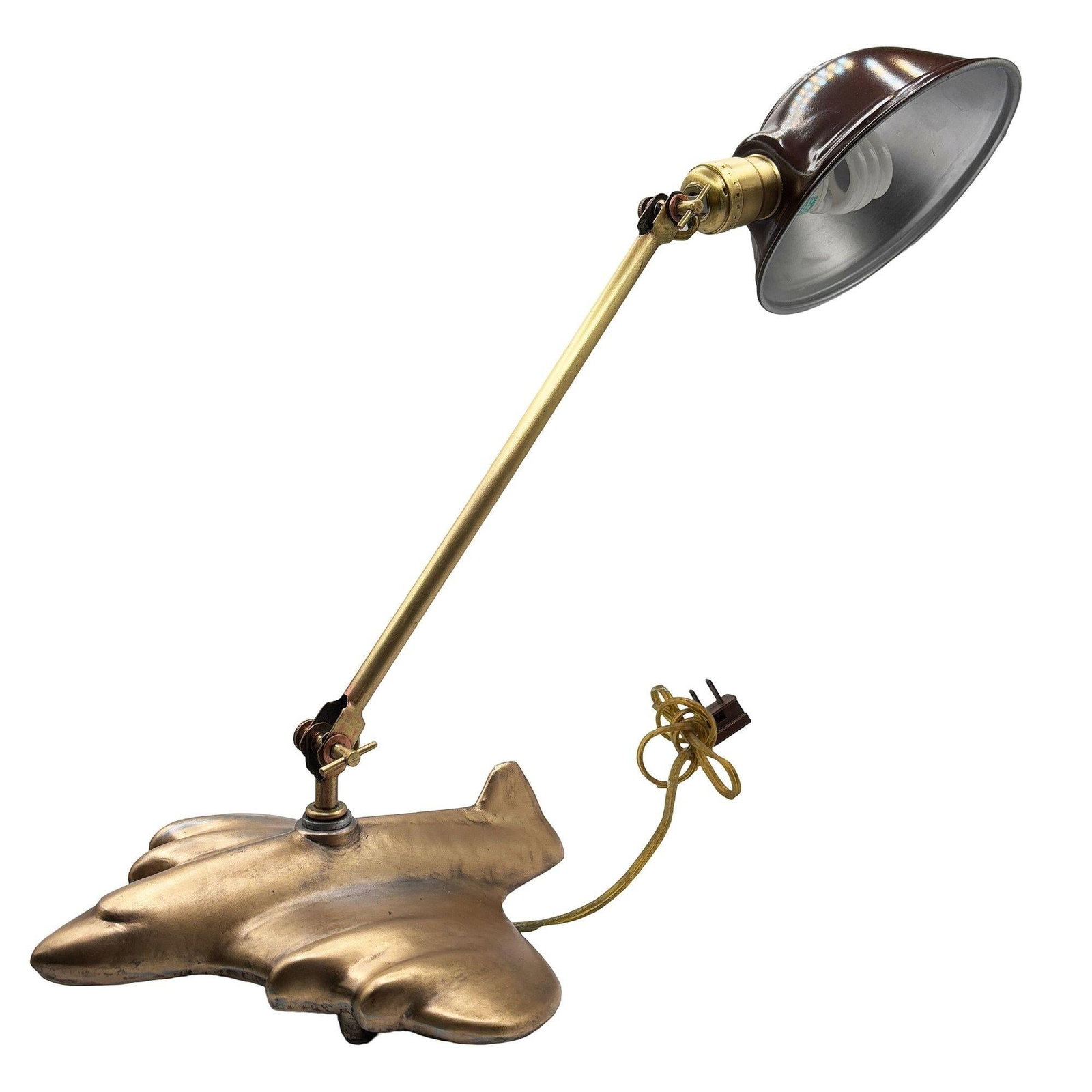 Rare 1987 Brass-tone Art Deco Style DC-3 Airplane Table Lamp, by Sarsaparilla - 13