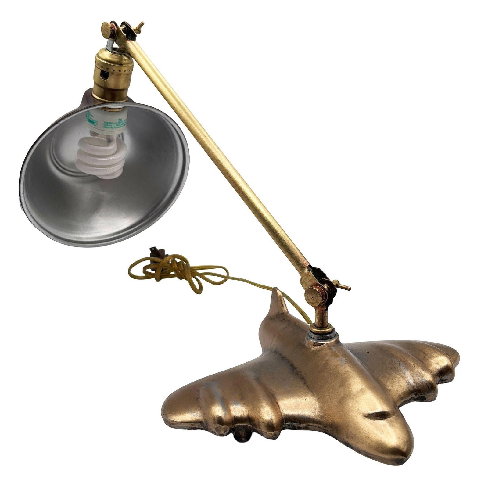 Rare 1987 Brass-tone Art Deco Style DC-3 Airplane Table Lamp, by Sarsaparilla - 8