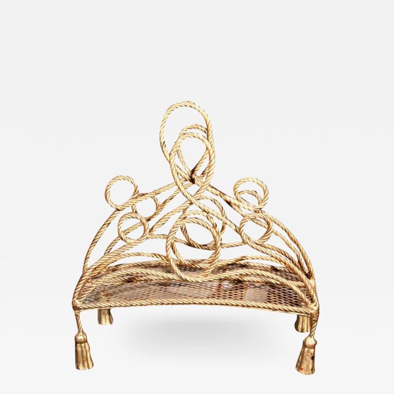 Bronze Magazine Rack Attributed to Maison Jansen: Title: Bronze Magazine Rack Attributed to Maison Jansen Description: Period: 1950-1979 Condition: Wear consistent with age and use. Creation Date: 1970s Styles / Movements: Other, Modern Dealer Refere