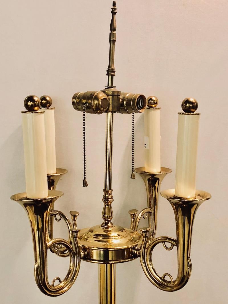 Brass Hollywood Regency Tommi Parzinger Style Trumpet Form Floor Lamp (1 of 7)