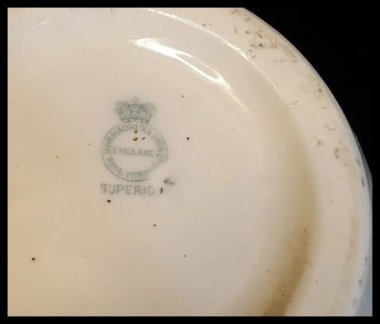 Antique John Maddock & Sons Royal Vitreous England Superior Wash Basin and Pitcher - 7