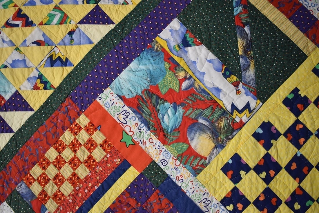 Vintage Crazy Checkerboard Sawtooth Quilt - 3