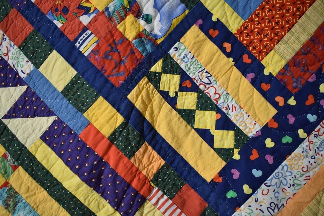 Vintage Crazy Checkerboard Sawtooth Quilt - 7