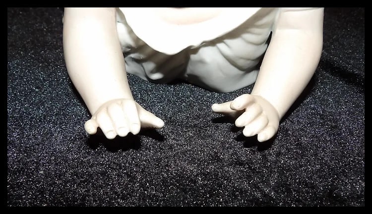 Andrea Bisque Piano Baby Girl with Pink Bow Figurine - 7