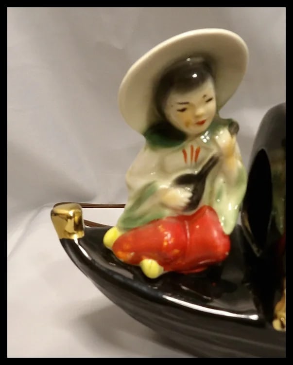 Vintage 1950’s Fuhry and Sons Ceramic Oriental Junk Boat TV Lamp - 3