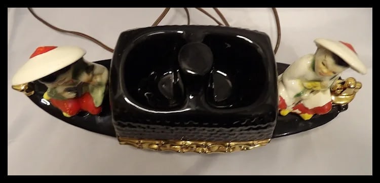 Vintage 1950’s Fuhry and Sons Ceramic Oriental Junk Boat TV Lamp - 8