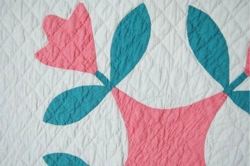 30's Crossed Tulips Applique Quilt - 4