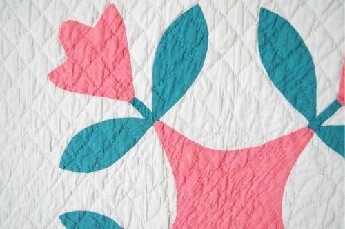 30's Crossed Tulips Applique Quilt - 5