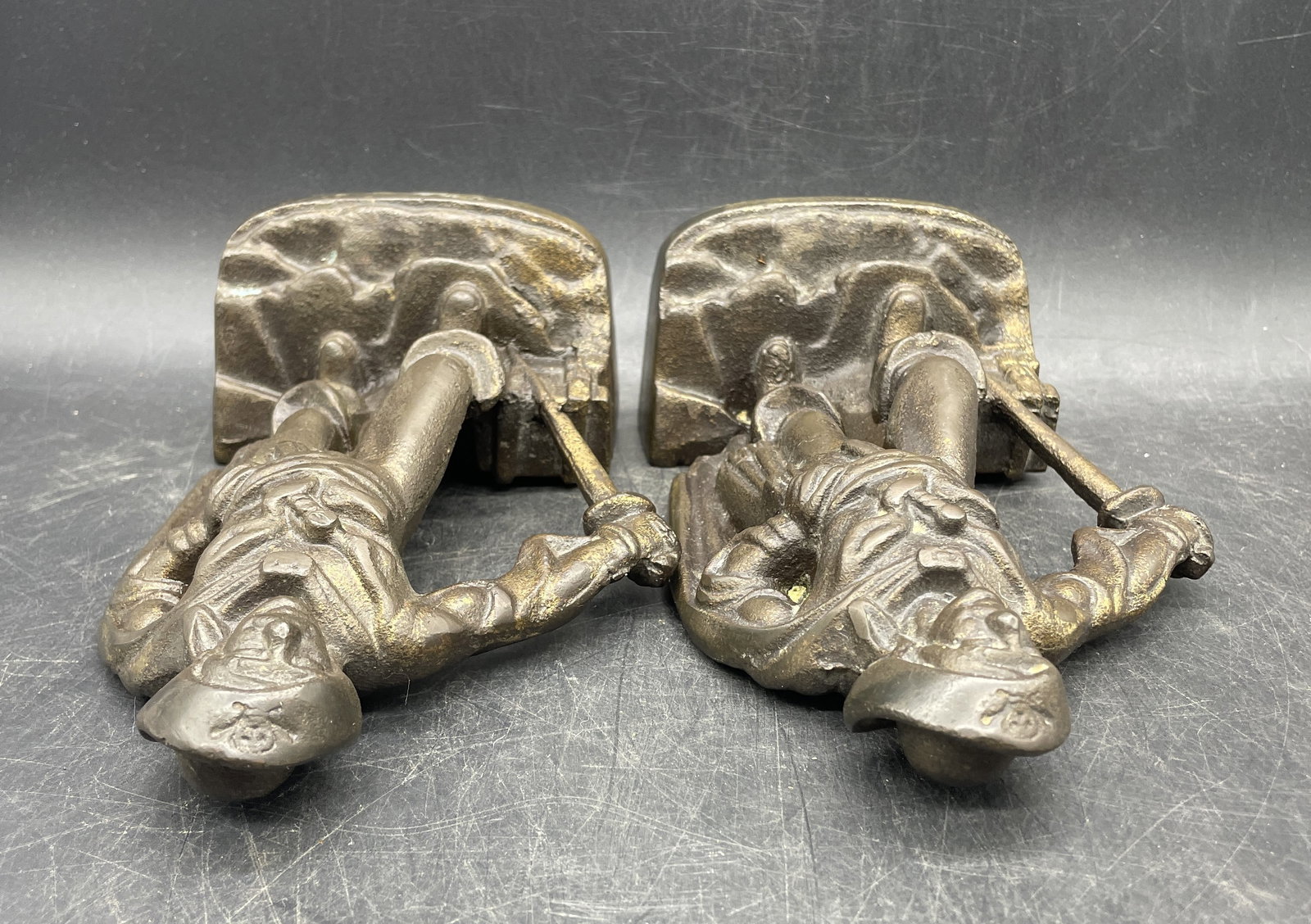 Vintage CAST IRON BOOKENDS SWASHBUCKLING PIRATE BUCCANEER - 7