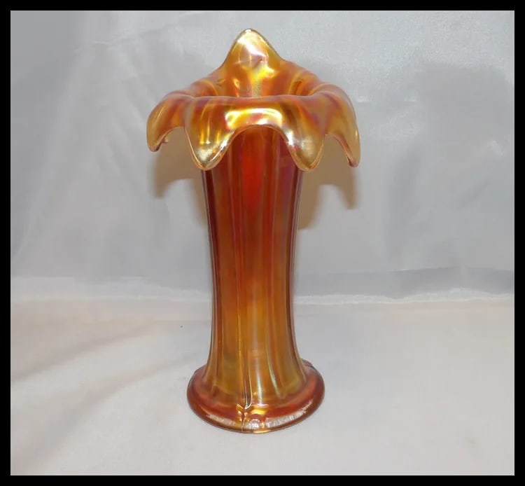 Northwood Jesters Cap Thin Rib Marigold Vase - 2