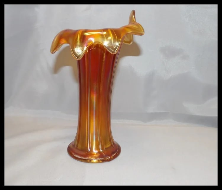 Northwood Jesters Cap Thin Rib Marigold Vase - 3