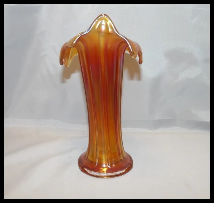 Northwood Jesters Cap Thin Rib Marigold Vase - 4