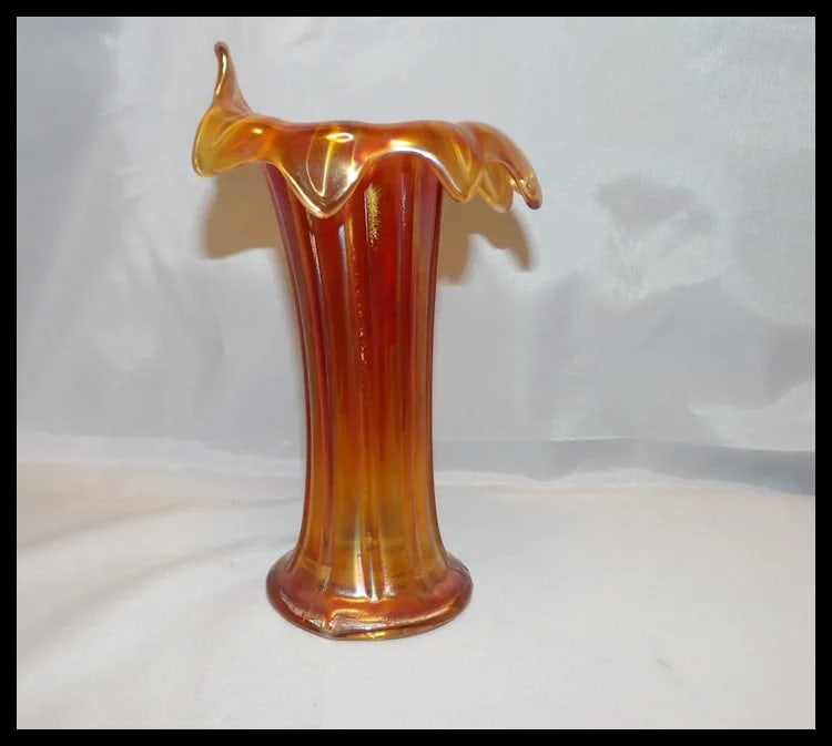Northwood Jesters Cap Thin Rib Marigold Vase - 5