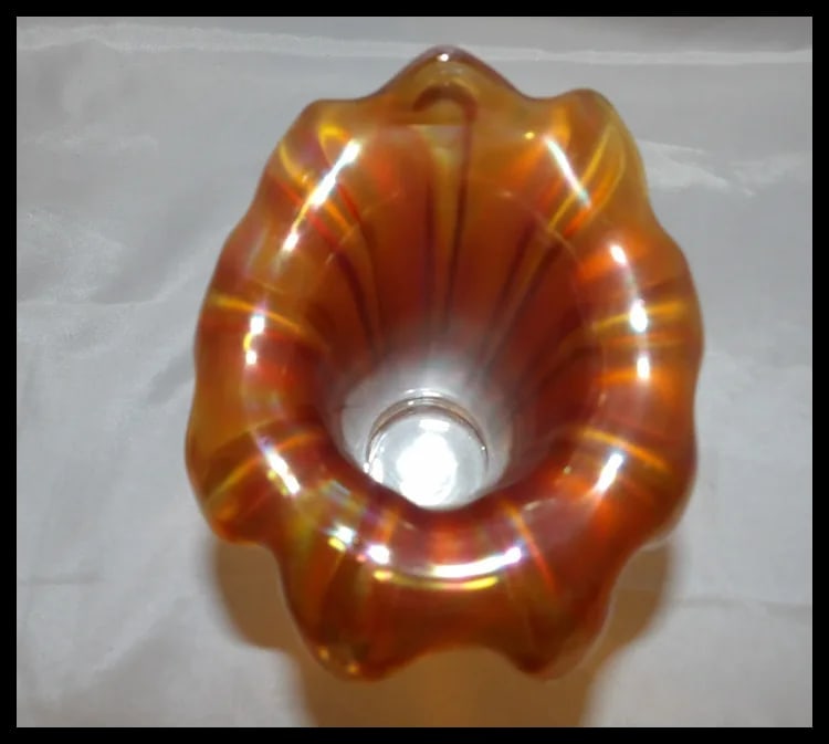 Northwood Jesters Cap Thin Rib Marigold Vase - 6