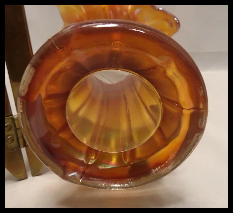 Northwood Jesters Cap Thin Rib Marigold Vase - 7