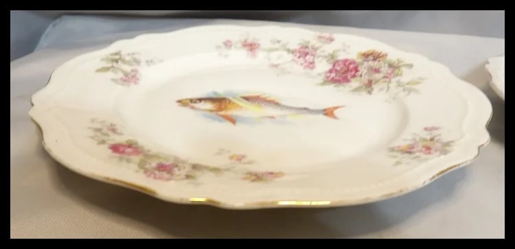 Antique Victorian Era O & E Gutherz Royal Austria Porcelain Fish Plate - 6