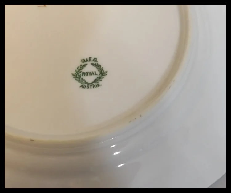 Antique Victorian Era O & E Gutherz Royal Austria Porcelain Fish Plate - 8