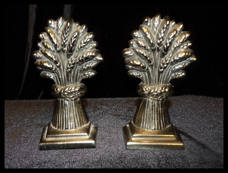 Polished Stainless Steel Wheat Sheaves Bookends - 2