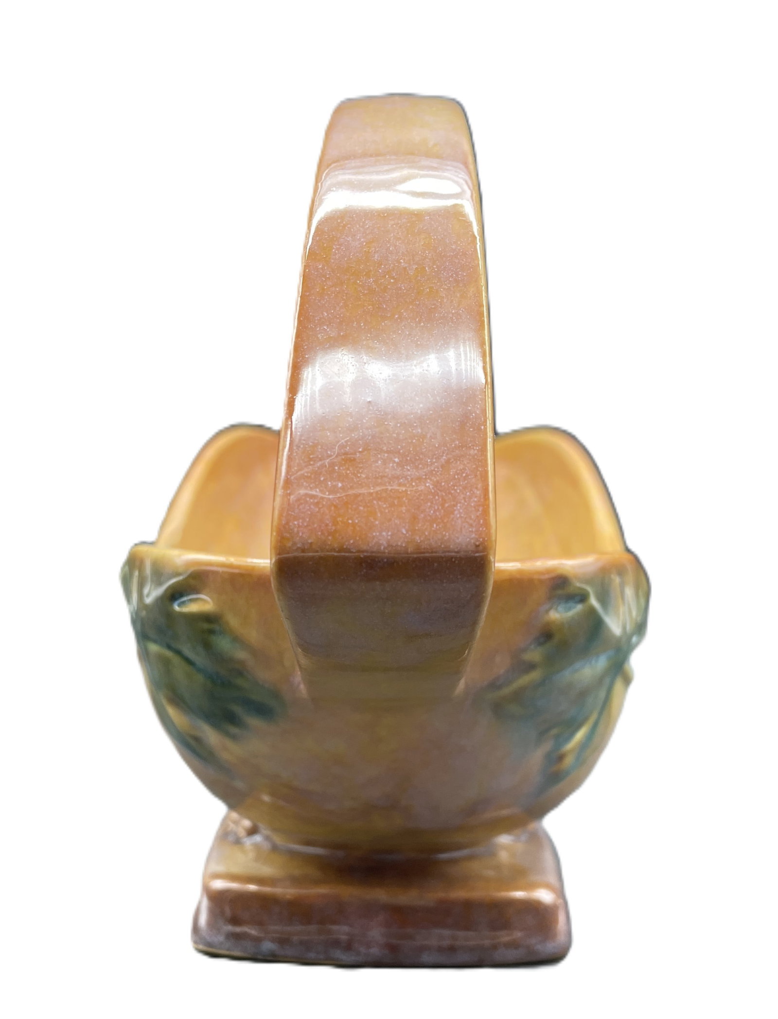 Roseville Wincraft Apricot 1948 Mid Century Modern Pottery Basket Vase # 209-12 - 3
