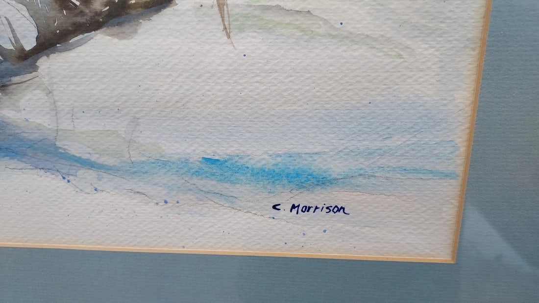 Watercolor Painting Adirondack Landscape Snow Scene C Morrison - 3