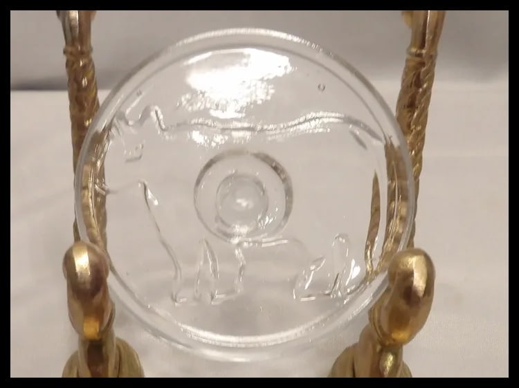 Antique Farm House Décor Glass Butter Mold with Cow Impression - 8