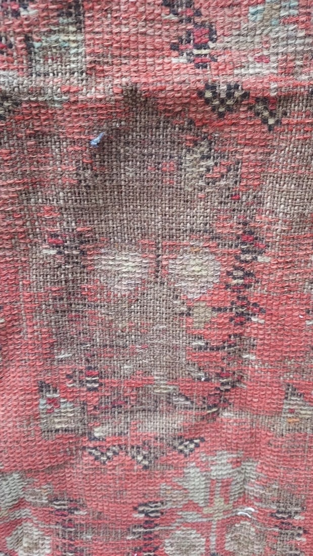 Antique Rug Carpet Old Hand Woven Turkish Turkey portion of runner - 5