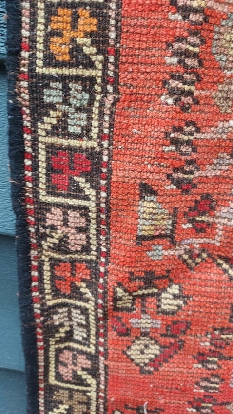 Antique Rug Carpet Old Hand Woven Turkish Turkey portion of runner - 6