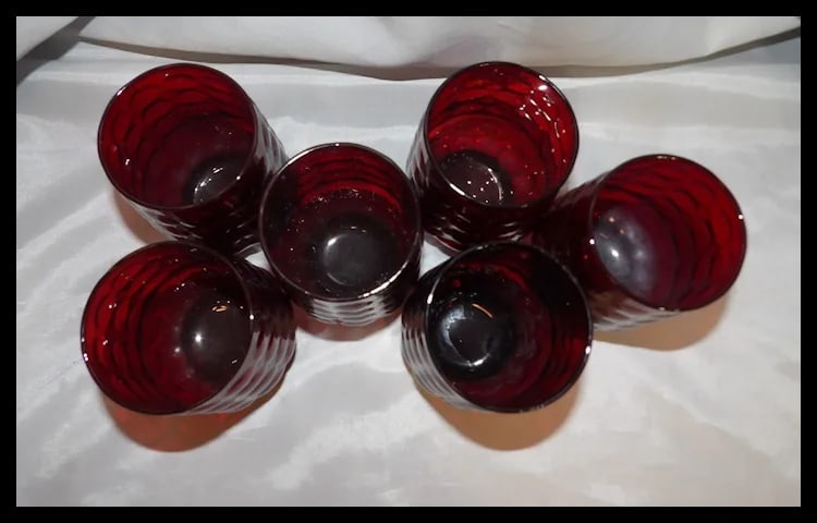 Anchor Hocking Royal Ruby Bubble Glass 12 oz. Flat Tea Glasses - 3