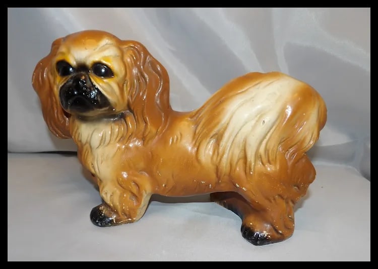 Vintage Chalkware Pekingese Dog - 2