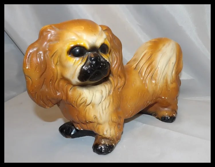 Vintage Chalkware Pekingese Dog - 3