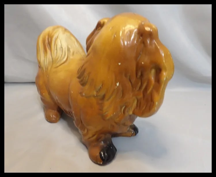 Vintage Chalkware Pekingese Dog - 4