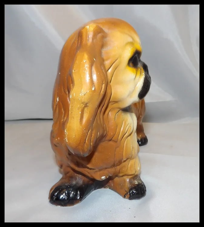 Vintage Chalkware Pekingese Dog - 7