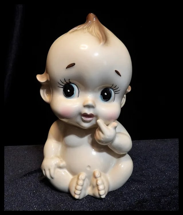 Vintage 7 ½” Rubens 3119 Kewpie Blue Eyed Naked Baby Vase Japan - 2